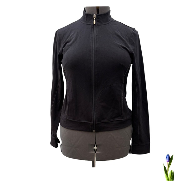Y2K RAFAELLA Black sports jacket with zipper on the front size M - Picture 1 of 4